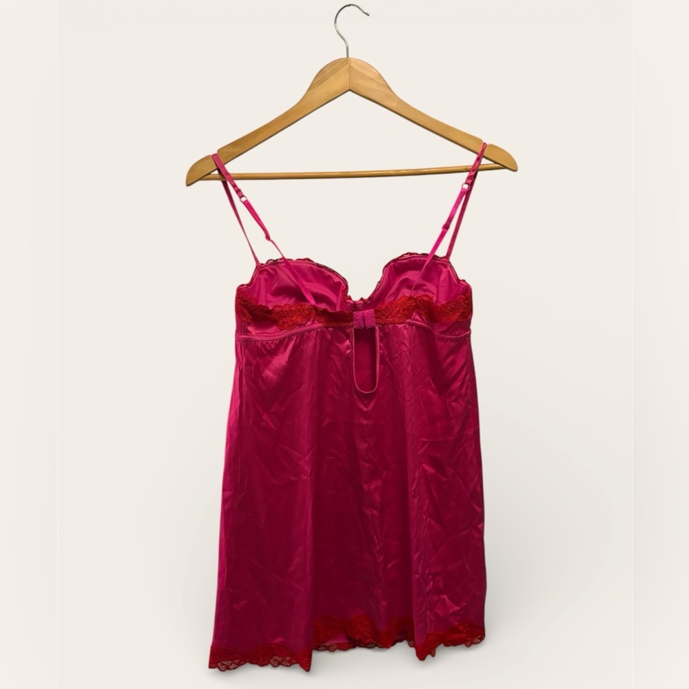 Pink Lace Satin Slip Lingerie Feminine Romantic Coquette Size M - Picture 2 of 3